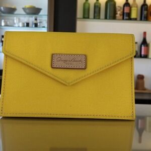 Dooney & Bourke Yellow Canvas Envelope Clutch Snap Close Wallet NWT